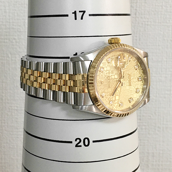 【116473】ROLEX ロレックス  16233G デイトジャスト 36　新10Pダイヤ シャンパンダイヤル P番 YG/SS 自動巻き 当店オリジナルボックス 腕時計 時計 WATCH メンズ 男性 男 紳士