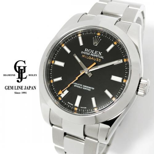 ロレックス ミルガウス 116400 V番 ルーレット刻印 ブラック メンズ 自動巻 腕時計